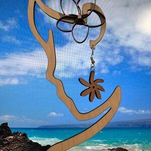 Handmade Hawaiian laser cut Tahitian Tiare Flower Earring